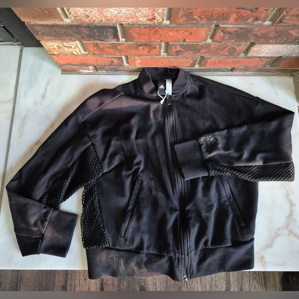 Adidas Black Mesh Jacket Running Soccer Track Training Casual Small